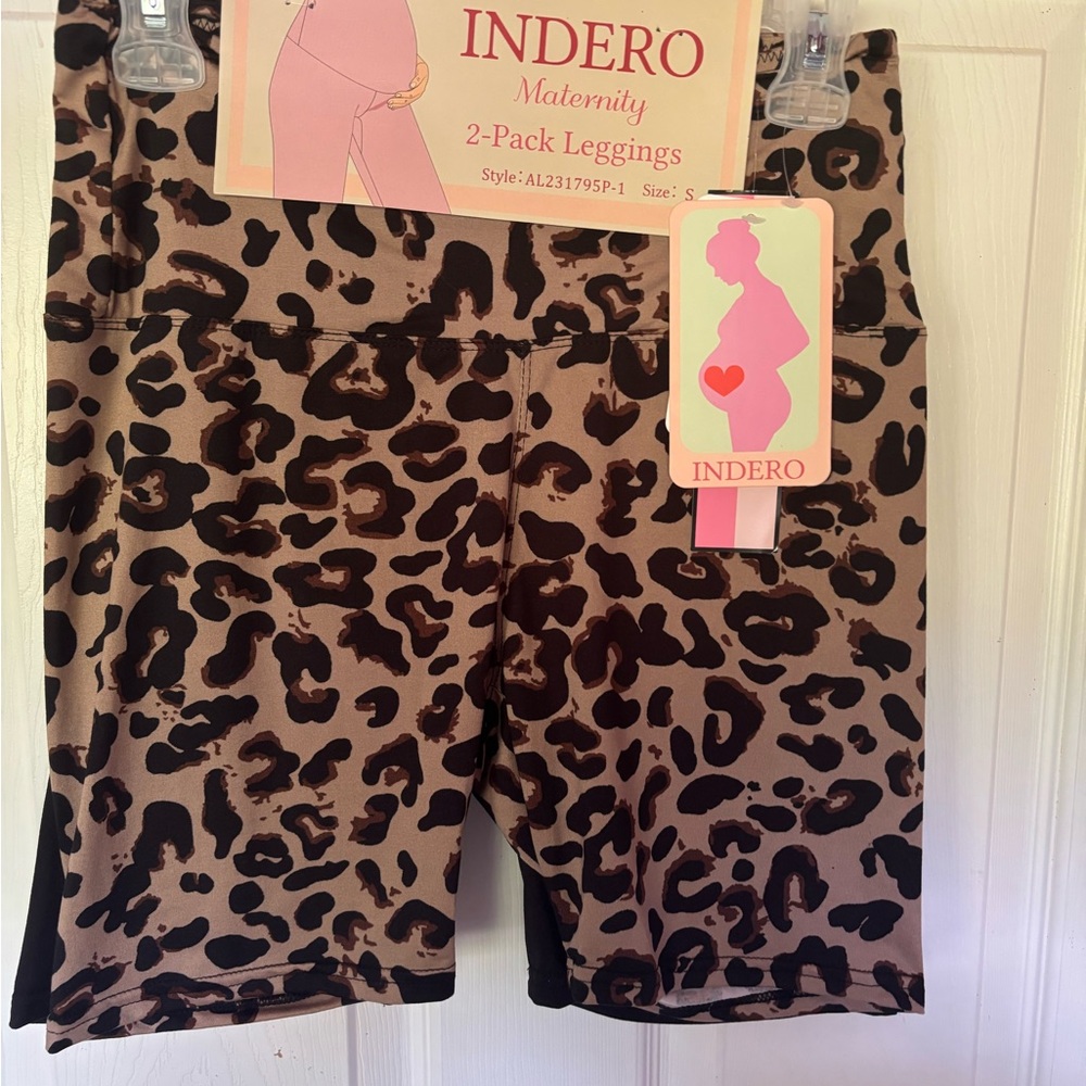 Maternity Leopard Print Leggings!2 pk Sz Sm!Indera brand.